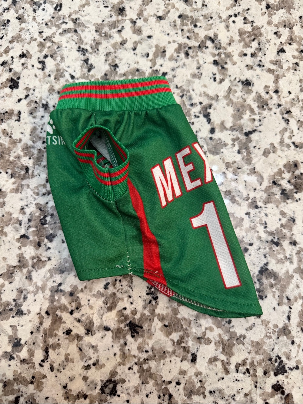 Green 'Mexico' Athletic Pet Jersey with Red Trim